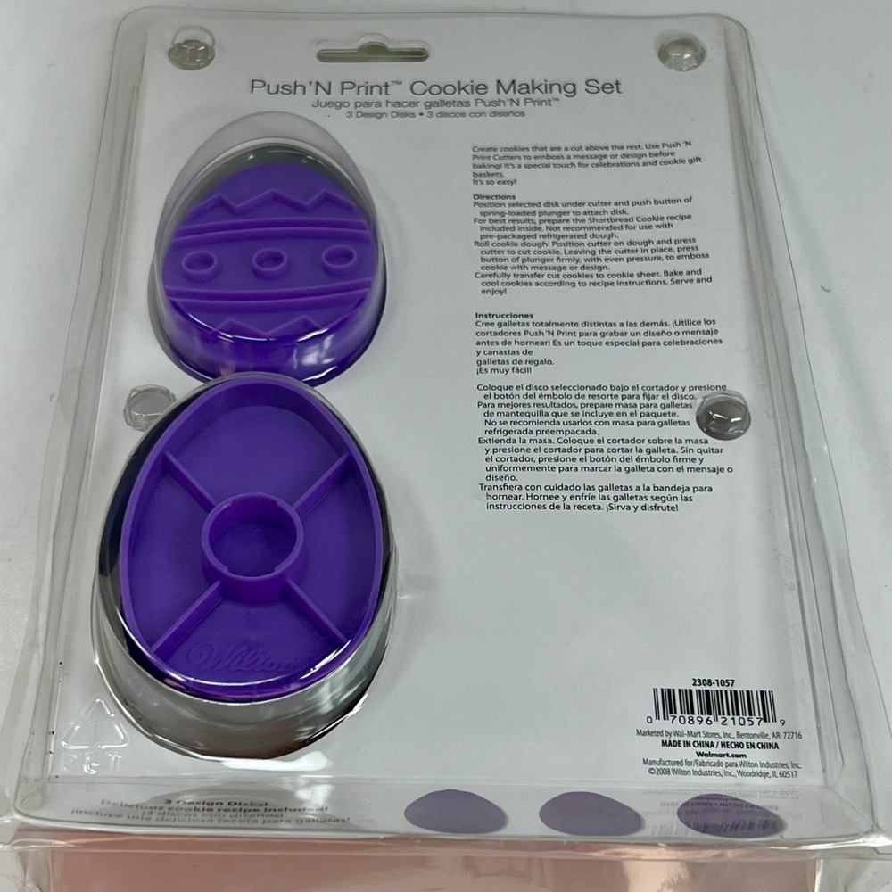 Wilton Push N Print Cookie Making Set Easter Egg Purple NEW 2008 2308-1057 - Picture 4 of 9